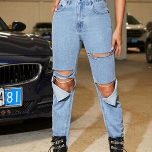 Shein High Waisted Ripped Jeans
